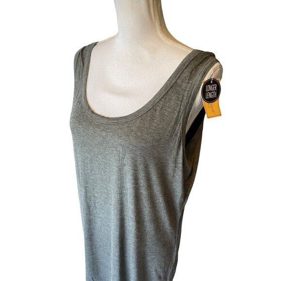 NorthCrest Essential Tank Top Grey 1X 16-18 Longer Length Womens Shirt New - Picture 4 of 12